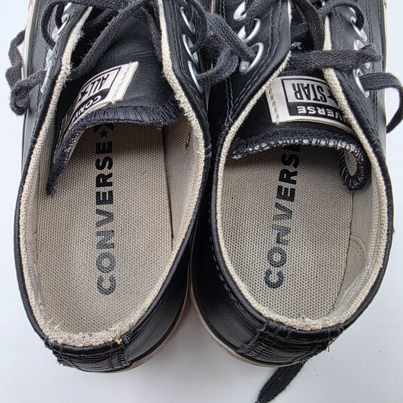 Converse All Star Women’s Size 5.5 Black Leather Low Top Sneakers Casual Shoes - Picture 7 of 13
